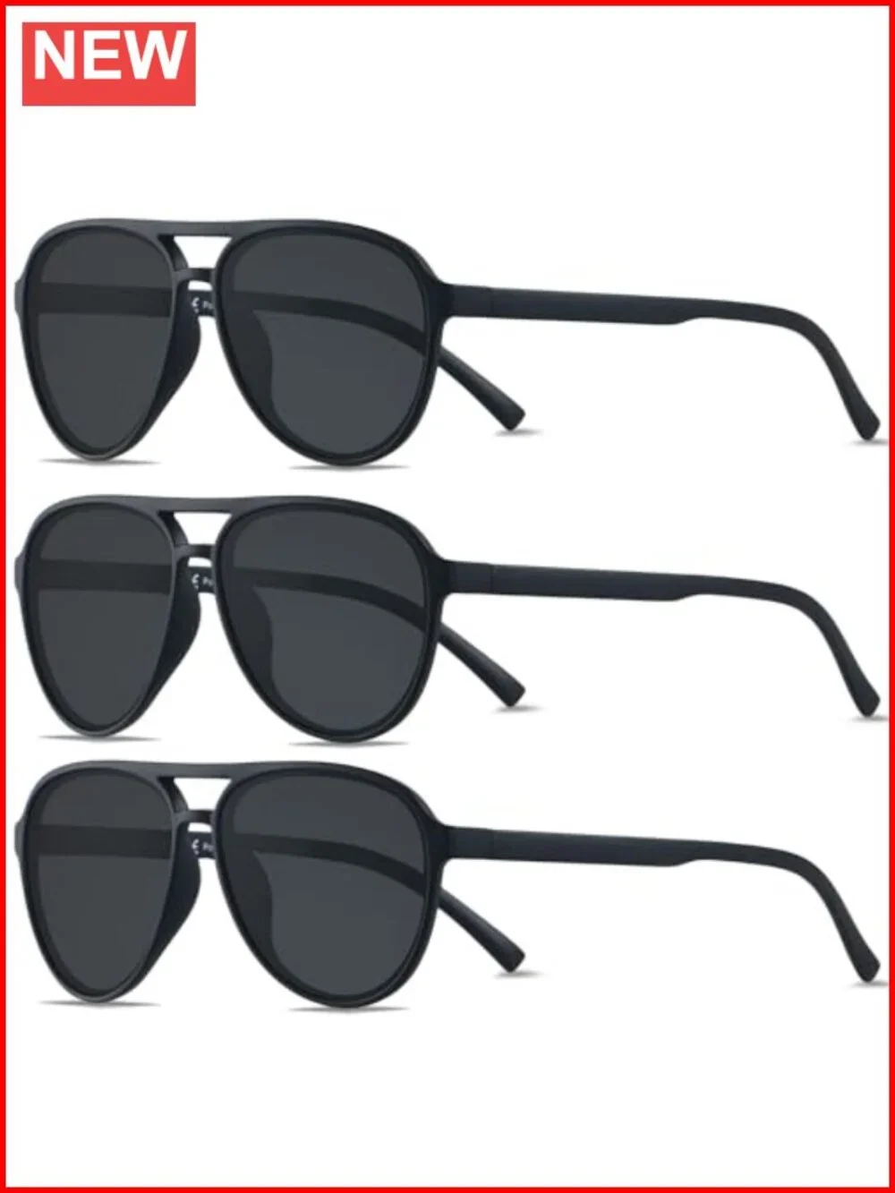 Retro Polarized Aviator Sunglasses, UV400, Square Frame, Unisex